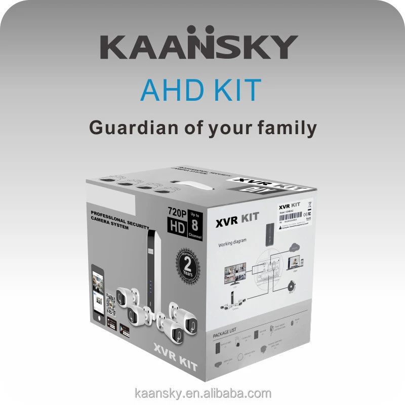 KAANSKY 4ch h.264 ahd dvr combo cctv camera kit 720p 1mp ahd cctv camera surveillance system