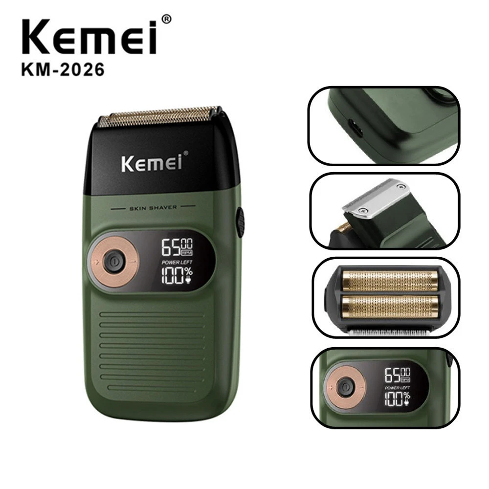 Kemei Electric Shaver for Men Twin Blade Waterproof Reciprocating Cordless razer USB Rechargeable Shaving Barber Trimmer