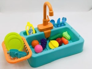 Kids Kitchen Toy Simulated Electric Dishwasher Pretend Play House Games Sink Dish Washing Set Children Christmas Birthday Gift