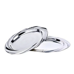kitchen accessories stainless steel dish dinner plain plate  cake dish fruit tray plate vegetables round plain dish