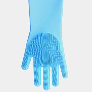 Kitchenware Custom Logo Resistant Eco-friendly Heat Insulation Kitchen Household Glove Scrub Silicone Gloves With Wash Scrubber