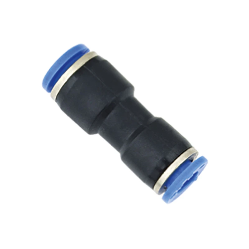 KLQD PUC PG Quick Joint Connector Plastic PU Union Straight Tube Push In Pneumatic Air Fitting With Brass Nickel plated for Hose