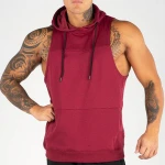 Latest Design Men Gym Wear Sweatshirt Hoodie New Men's Boys Plain Zipper Fleece Sleeveless Hoodies OEM Custom Color Logo