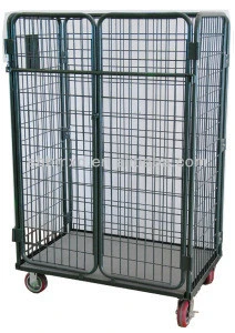 Laundry metal roll cage trolley