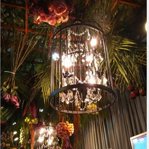 LED American Village Hotel bar restaurant E27 Retro decoration iron crystal bird cage chandelier light