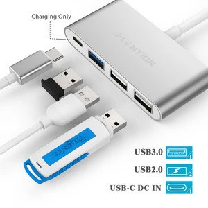 LENTION 4-in-1 Type-C Hub with Type C, USB 3.0, USB 2.0 Ports