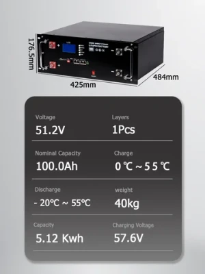 Lisha Fresh New 51.2V 100Ah LiFePO4 Rack Mounted Energy Storage Lithium Ion Battery for Solar Energy Storage Battery