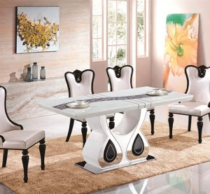 Living room 1+6 set marble dining table and chair set furniture