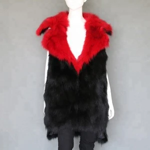 Loose style genuine fox fur gilet girls fashion real fur vest winter waistcoat