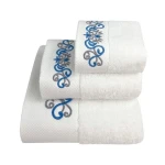 Luxury Absorbent Pluffy Bath Towel 100% Cotton White Thick Towels Custom Embroidered Wash Cloth Face Towel For Hotel Spa Resorts
