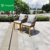 Luxury Aluminum Wood Finish Garden Furniture Cafe Restaurant Dining Chairs