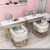 Import luxury double nail table metal leg gold chairs and table marble nail desk from China
