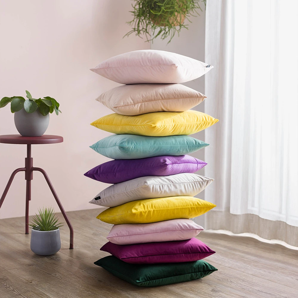 Luxury pillow Super Soft Solid Color Decorative Promotional Velvet Cushion Cover