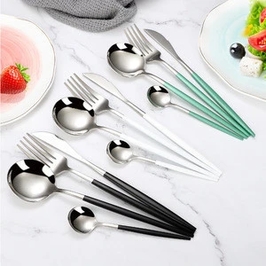 Luxury Portable Kitchen Silver, Black, Rose Gold Flatware and Cutlery For Hotel