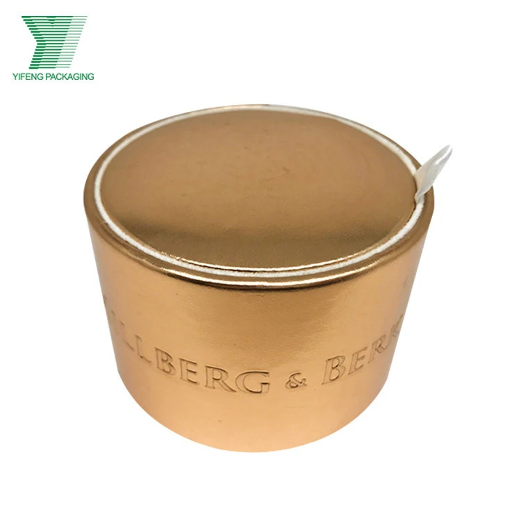 Luxury Round gold PU leather glittery Jewelry Boxes tube Custom Logo Champagne Gift Packaging Jewelry Ring Box
