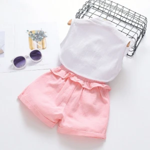 lyc-1585 Baby clothinghot sale baby girl clothing Embroidered top + belt pants baby clothes girl set