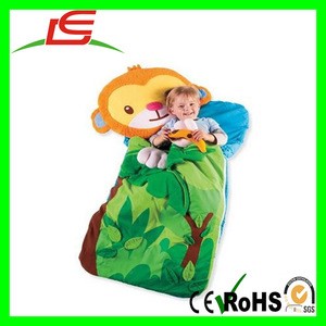 Machine-Washable Animal Sleeping Bag with Plush Pillow in Monkey