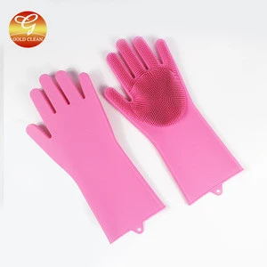 Magic Reusable Silicone Gloves with Cleaning Scrubber, Great for dish wash, Cleaning