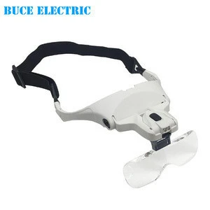 Magnifier Adjustable Bracket Headband Glasses Loupe magnifying glass with 2 Lights Goggles Magnifying Tool