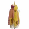 Manufactured Directly New Fashionable Female Warm Hairy Scarf Shawl with Fringes
