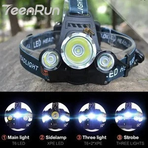 Manufacturer Supply Best Good 2* 18650 Battery Powered Three- head High Power Rechargeable LED Zoom Headlamp