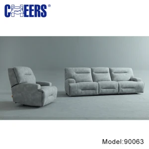 MANWAH CHEERS Morden Grey Reclining House Living Room Furniture Fabric Sofa Set