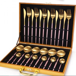 Matt Polishing 24 Pieces Cutlery Set Gold Cutlery Stainless Steel Royal Cutlery Set Flatware