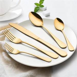 Matte Gold  Plated Stainless Steel Flatware Set For Wedding Party