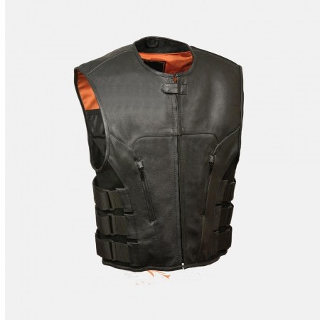 Men Leather vest Motorcycle vest men hunting leather waistcoat