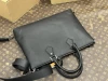 Men?s Black Cross-Grain Adjustable Shoulder Strap Briefcase Cowhide