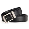 Mens Nonporous Genuine Leather Ratchet Dress Belt with Open Buckle