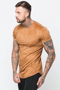 mens short sleeve suede muscle fit new design t shirt