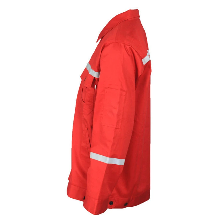 Mens Workwear FRC Reflective Safety Shirts Red Long Sleeve