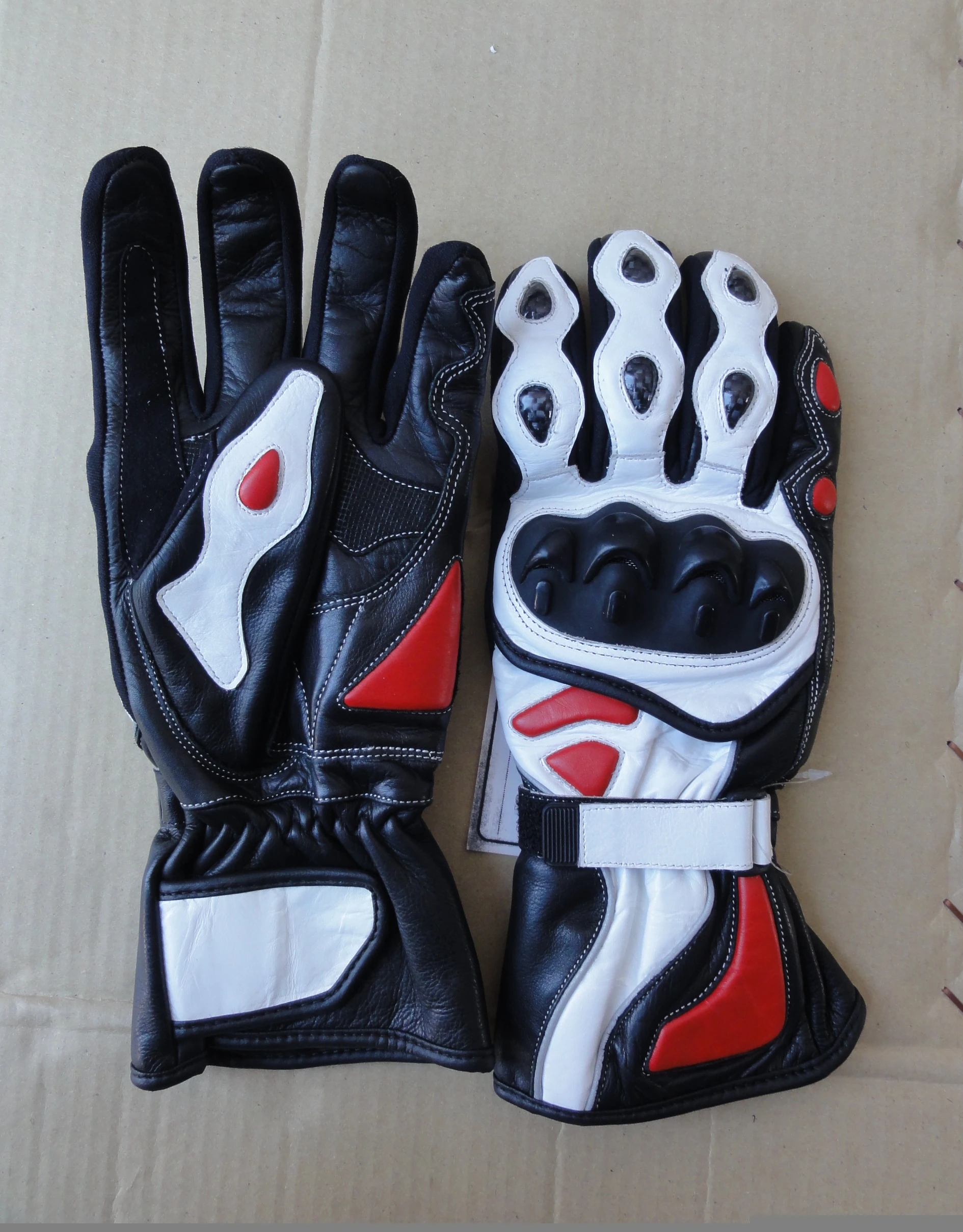 Mes Real Genuine Leather Long Motorcycle Full Finger Racing Motorbike gloves