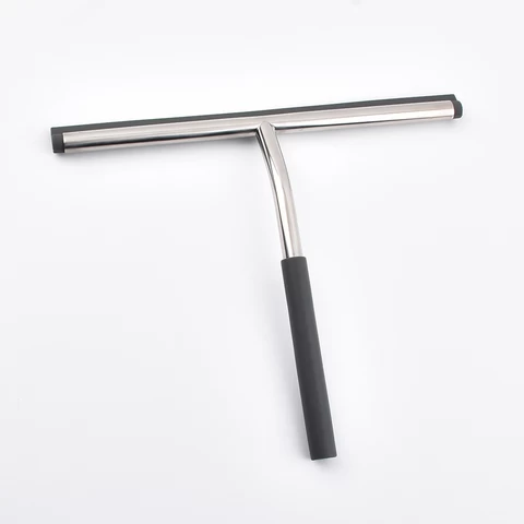 Metal Shower Squeegee Anti-Slip Handle with silicone  Hook Cleaning Squeegee Window Shower Cleaner
