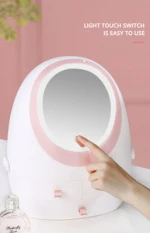 Mirror with led lights Makeup Box Cosmetics Rack Lipstick Eyeliner Makeup Tool Storage with Light Storage Box Makeup Mirror