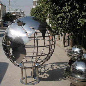 modern garden stainless steel or aluminum globe metal earth sphere ornament sculpture