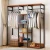 Import Modern industrial coat hanger with shelf hanging clothes stand rack with shoe rack Wood Wardrobe from China