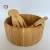 Modern Simple Bamboo Fruit Salad Bowls with 2 Serving Utensils