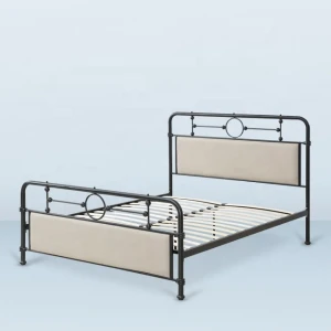 Modern simple new style upholstered metal bed