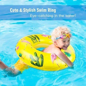 MoKo 90cm Cute Round Swimming Rings with Repair Patch for Summer Party for Kids Adults