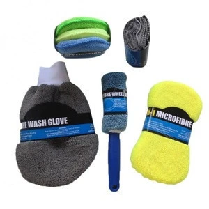 Multicolor Auto Care Wash Tools Wheel Brush Sponge Mitt Combination 9pcs Microfiber Car Cleaning Kit Car Wash Set