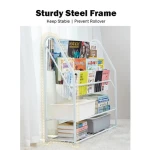Multifunction 5-Tiers Kids Book Storage Organizer Display Shelf Rack for Home School Office