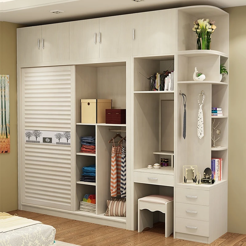 Multifunctional Modern Sliding Door Wardrobes Furniture Clothes Storage and Organizers Closet with Mirror