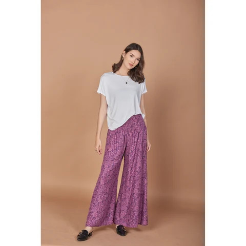 NAPAT CLOTHING Women Comfy Wide Leg Flowy Elastic Waist Pants Loose Fit Stylish Pants for Everyday Ready to Ship PP0311-02