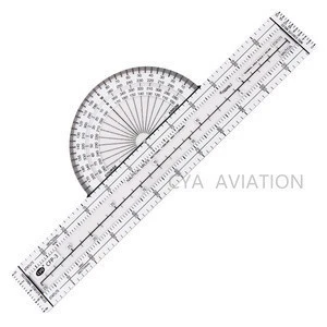 Nautical miles &amp; Statute Miles scale ruler with protractor lexan plastic navigation plotter for aviator students