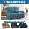 New Amazon Hot Sale Solid Colors Easy To Install Stretchable Elastic 2 seat 6 Pieces Luxury Velvet Recliner Covers