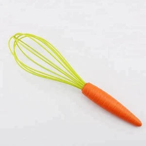 New Cute Carrot Handle Silicone Hand Held Egg Beater Tools