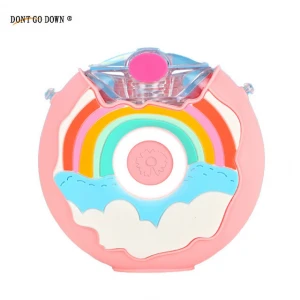 New Cute Donut Water Bottle Creative Round Water Bottle Water Cup Drop Resistant Portable Plastic with Straw Outdoor Glass Camp