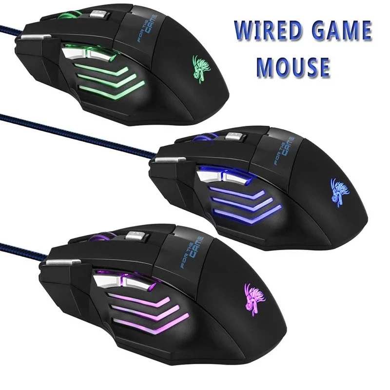 New Fashion RGB 5500DPI USB Wired Computer Mouse 7D Optical Gaming Mouse